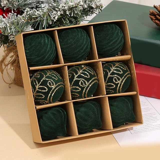 xihome Juego de 9 adornos navideños nevados con mltiples estilos para decorar el rbol de Navidad y fiestas.
