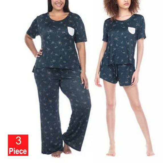 Honeydew Women's 3-Piece Plus Cozy Lightweight PJ Ultra Soft Lounge Pajama Set