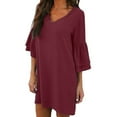 thumbnail image 3 of OUSITAID Femmes Été Tunique Robe V Cou Décontractée Fluide Swing Shift Robes, 3 of 6