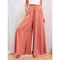 thumbnail image 6 of Women Casual High Waist Spring Fall Solid Color Long Wide Leg Pants Casual with Pockets Orange Red XL, 6 of 8