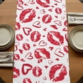 thumbnail image 5 of Table Runners 72 Inches Long Dress Scarves, Kiss Marks Farmhouse Kitchen Table Runner, Coffee Tablerunners, Valentine's Day Lips Print Love Red Vintage 16x72 Inch, 5 of 9