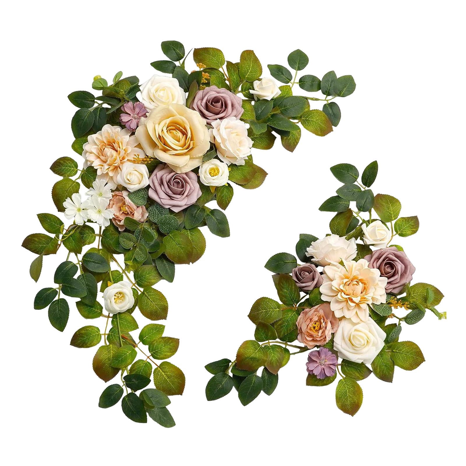 perfeclan 2Pcs Wedding Arch Flowers Artificial Flower Rustic Centerpiece Wedding Decor Flower Arrangement for Wedding Ceremony Backdrop Champagne