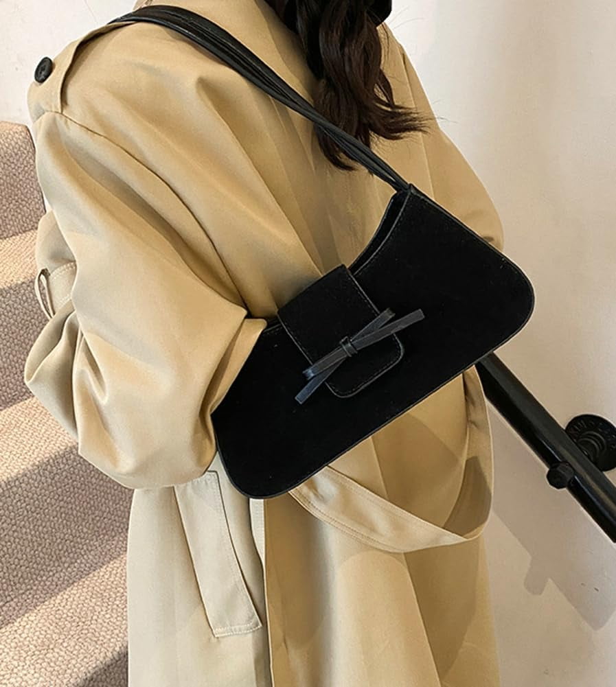 Zhengup Suede Purse Handbag Evening Bag for Women Crescent Satchels Shoulder Bag Crossbody Purse Top-handle Tote Party Shopping