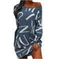 thumbnail image 1 of Robe Imprimée Lettre pour Femmes Col Rond Chandail en Molleton Robe T-Shirt Manches Longues Mini Robes Décontractées Tenues d'Automne, 1 of 4