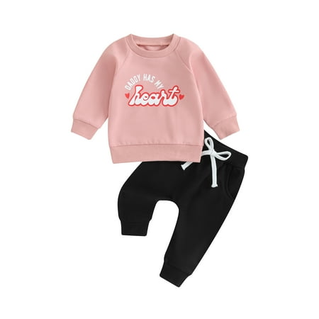 

Toddler Girls 2 Piece Outfit Letter Print Long Sleeve Sweatshirt and Elastic Pants Set Baby Cute Fall Clothes