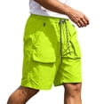 thumbnail image 3 of cllios Men's Hiking Shorts Elastic Waist Drawstring Multi Pockets Quick Dry Cargo Shorts for Camping Fishing Outdoor Green XL, 3 of 10
