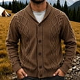 thumbnail image 3 of Lovzfmll Cardigan for Men, Shawl Collar Cable Knit Button Front, Casual Long Sleeve Sweater for Men, 2XL, 3 of 6