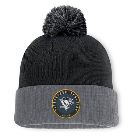 Men's Fanatics Black Pittsburgh Penguins Aspyn Cuffed Knit Hat with Pom