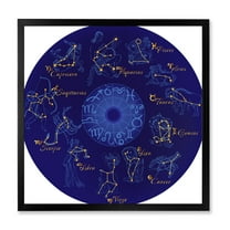 Designart 'Zodiac Signs and Zodiac With Constellations' Modern Framed Art Print