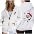 thumbnail image 4 of Christmas Zip Up Hoodies for Women Long Sleeve Xmas Santa Graphic Hooded Sweatshirt with Pockets Jacket Coat Outerwear, 4 of 7