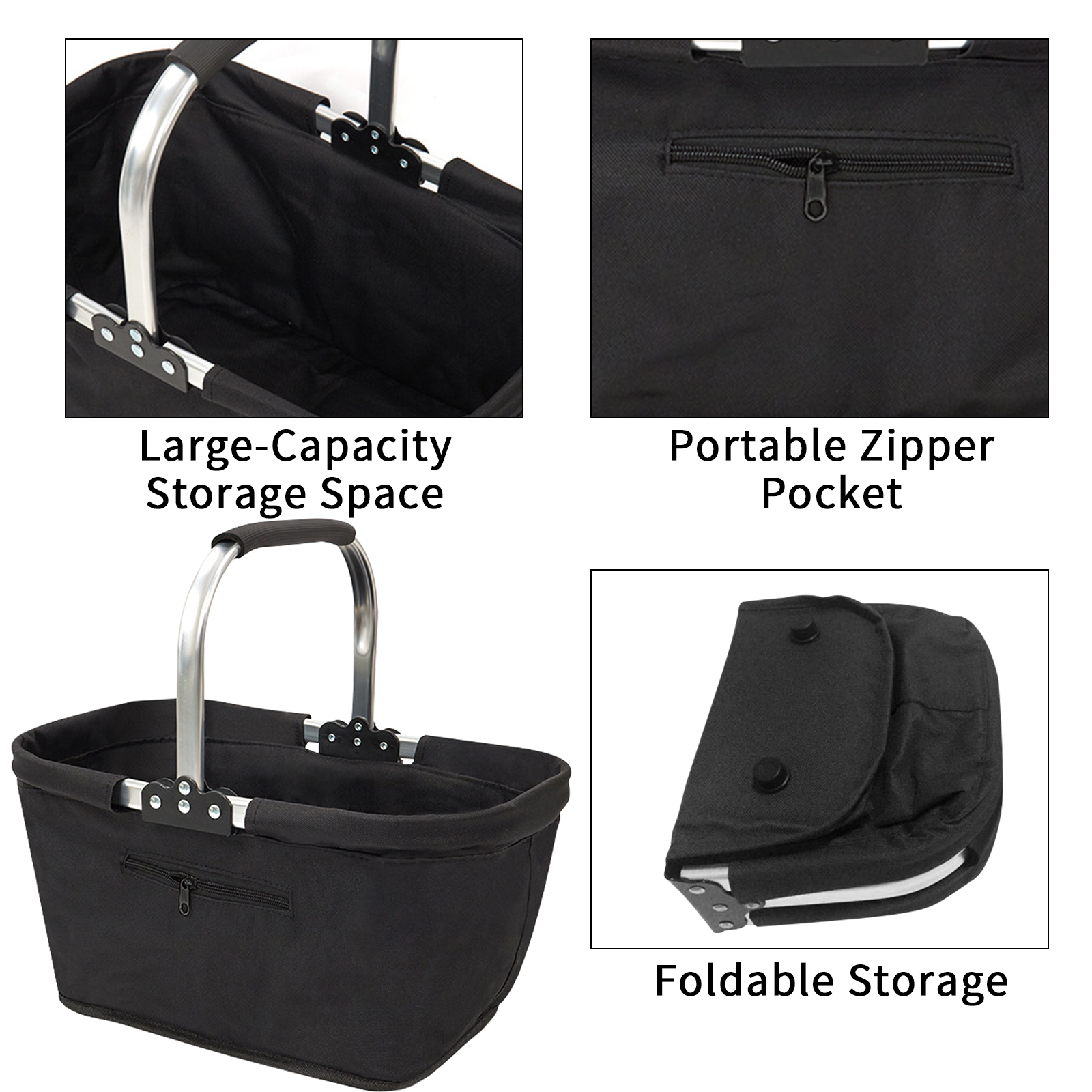 Vauban Folding shopping basket-portable foldable grocery/canvas storage basket, suitable for family, beach and travel