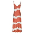 thumbnail image 4 of up to 60% off Gifts Usmixi Womens Dresses Sleeveless V-Neck Striped Print Casual Long Summer Dress Beach Vacation Spaghetti Strap Plus Size Long Dresses Orange XL Up to 65% off, 4 of 7
