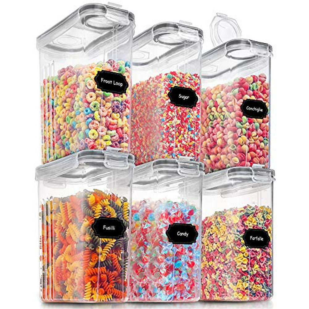 Large Dry Food Storage Containers with Lids, PRAKI 6PCS Airtight Cereal