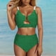 thumbnail image 2 of Conjunto de Bikini de Cintura Súper Alta para Mujeres con Cuello en V con Textura Ruched 2025 Traje de Baño de Playa de Verano, 2 of 7