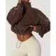 thumbnail image 3 of Chaqueta deportiva de manga larga para mujer, sudaderas coreanas holgadas y cálidas, abrigo con cremallera, abrigos para correr, ropa de entrenamiento, Otoño Invierno, 3 of 5