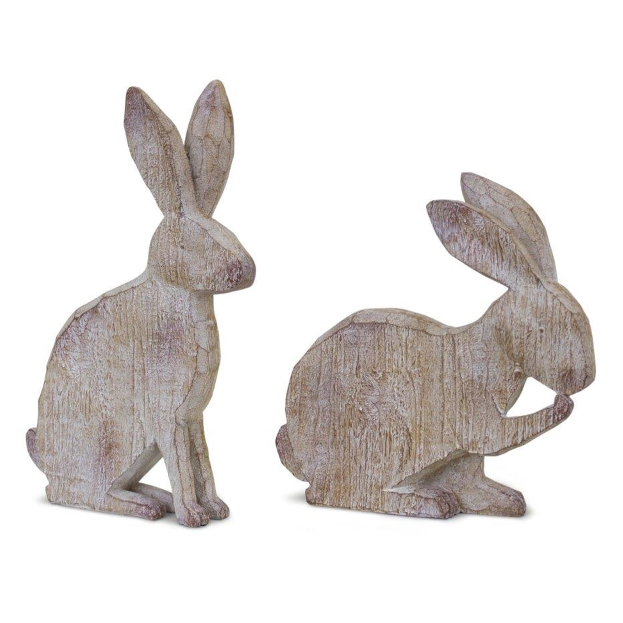 Bunny (Set of 2) 9"L x 9"H, 7"L x 11.75"H Resin