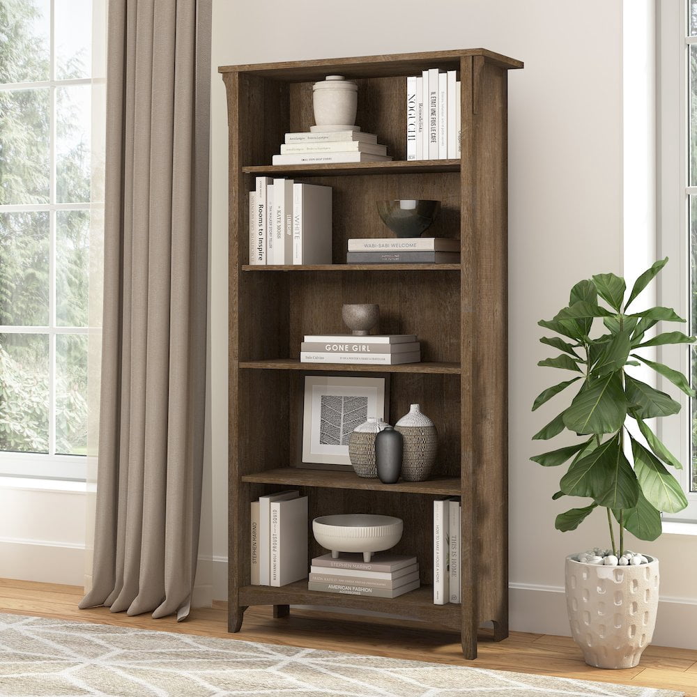 Salinas Tall 5 Shelf Bookcase in Ash Brown - Engineered Wood