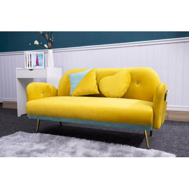 Modern Minimalist Corduroy Loveseat Sofa with Two Small Pillows - Bed Bath  & Beyond - 39595782
