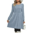 thumbnail image 3 of SHINE UP Dresses for Women Fall Crewneck Long Sleeve Knee Length Dress with Pockets, 3 of 9