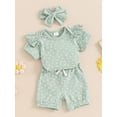 thumbnail image 6 of Aojekbee Baby Girls Summer Shorts Sets Flying Sleeve Floral Print Romper Shorts Headband Sets, 6 of 10