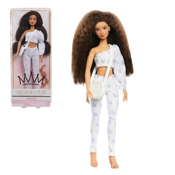 Poupée de Mode Naturalistas de Kelsey de 30 cm (11,5 pouces) et Accessoires, Cheveux Texturés 4B Poupée de Mode Naturalistas de Kelsey