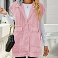 thumbnail image 5 of Lovskoo Women's Summer Fall Long Sleeve Denim Jean Vest Hooded Shirt Oversized Mid Long Jean Sleeveless Distressed Coat Pink, 5 of 6