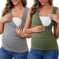 thumbnail image 1 of Camiseta básica sin mangas de maternidad con fruncido cruzado para mujeres INSPIRE CHIC, paquete de 2, tops de lactancia XX-Large gris y verde, 1 of 6