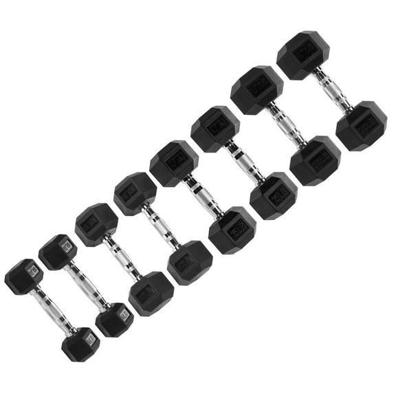 Signature Fitness Hex Dumbbells Strength Workout Equipment Set, 100 lbs
