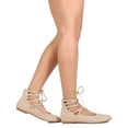 thumbnail image 3 of New Women Nature Breeze Langley-02 Suede Pointy Toe Gilly Tie Wrap Lace Up Flat, 3 of 3