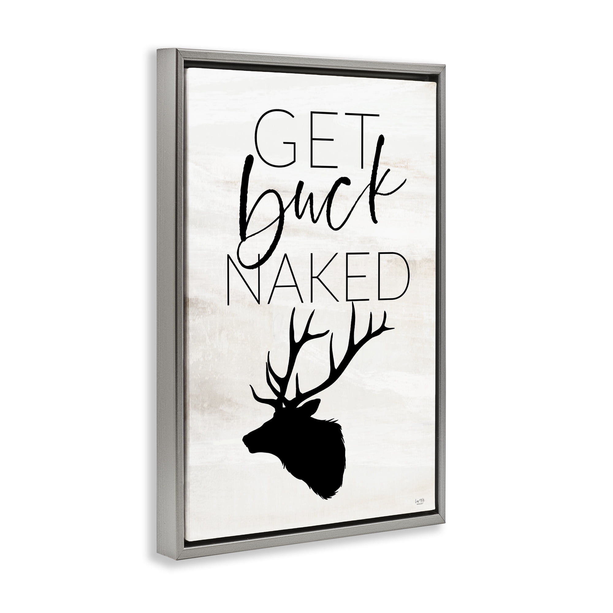 Stupell Industries Get Buck Naked Gray Framed Floater Canvas Wall Art, design by Lux + Me Designs