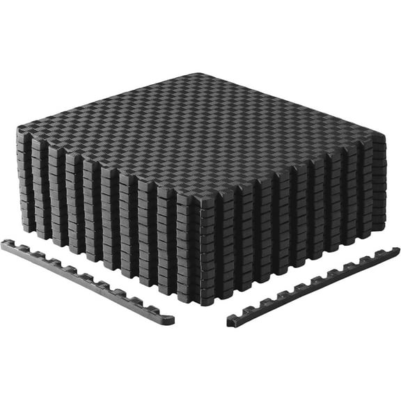 CAPHAUS Interlocking Exercise Foam Mats, Tatami 3/4-Inch Thickness Gym Flooring Tiles, Extra Thick Eva Foam Fitness Equipment Mat & Home Protective Flooring Cushion, Covers 48 SQ. FT