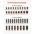 thumbnail image 3 of Impact Socket Set VEVOR, 43 unidades, disco de 1/2 pulgada con 4 barras de extensión, 3 of 8