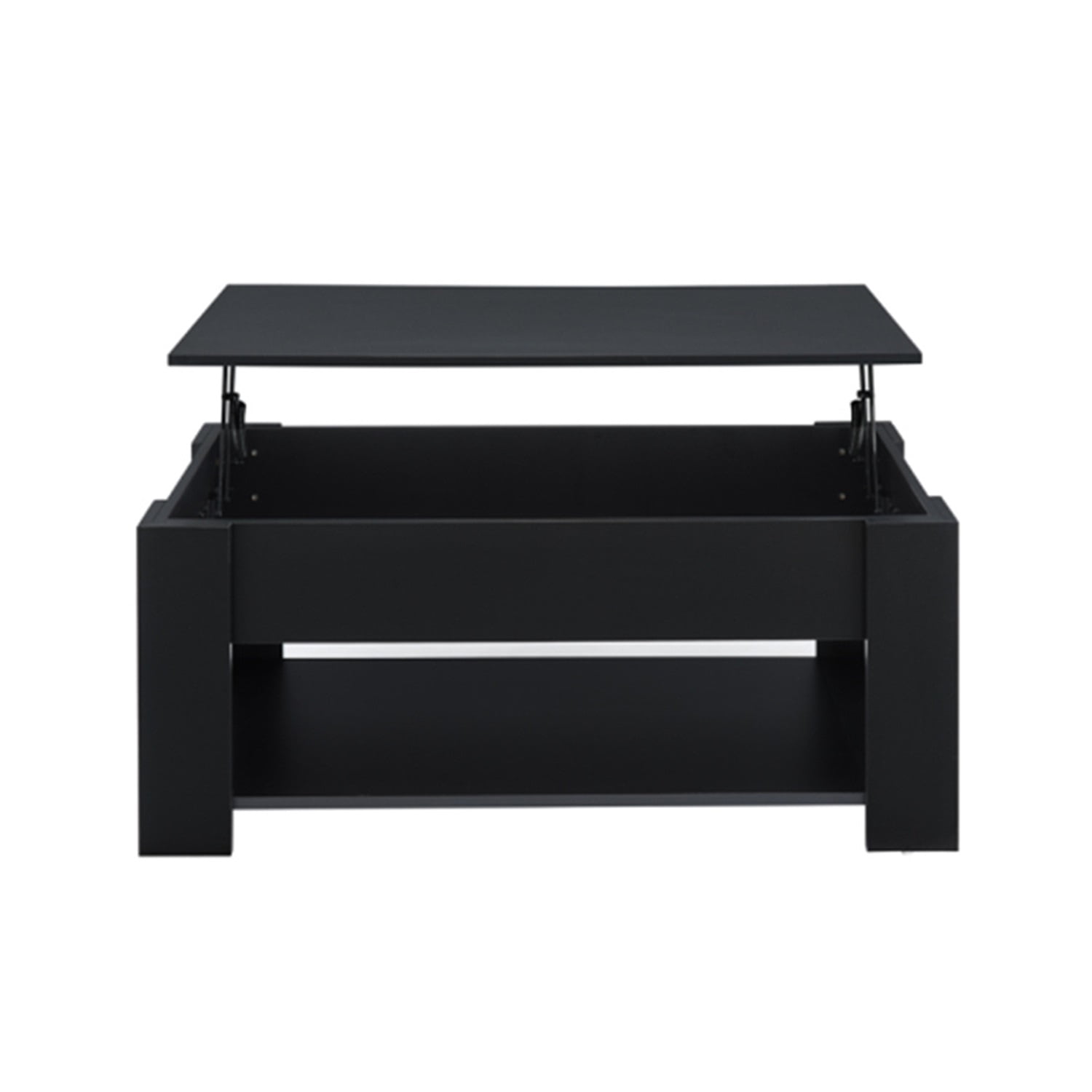 Kadyn Modern Wood Lift Top Coffee Table, Pop-up Coffee Table with Hidden Compartment, Living Room Table with Shelf, Black
