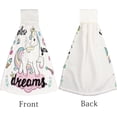 thumbnail image 3 of 2 Pcs Hanging Towels, Dish Towels Unicorn Small Doodles Absorbent Hand Towels with Hanging Loop Washcloth for Bathroom Kitchen, 3 of 6