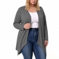 thumbnail image 7 of Plus Size Cardigans for Women Soft Long Sleeve Open Front Draped Cardigan Sweater Lightweight 1X-5X Fall Clothes (4XL, Gray), 7 of 7