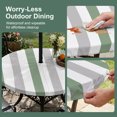 thumbnail image 5 of Round Outdoor Tablecloth with Umbrella Hole and Zipper, Sage Green Grey Striped Tablecloth with Elastic Waterproof, Minimalist Farmhouse Stripe Patio Table Covers for 55" - 60" Picnic Pool Tables, 5 of 9