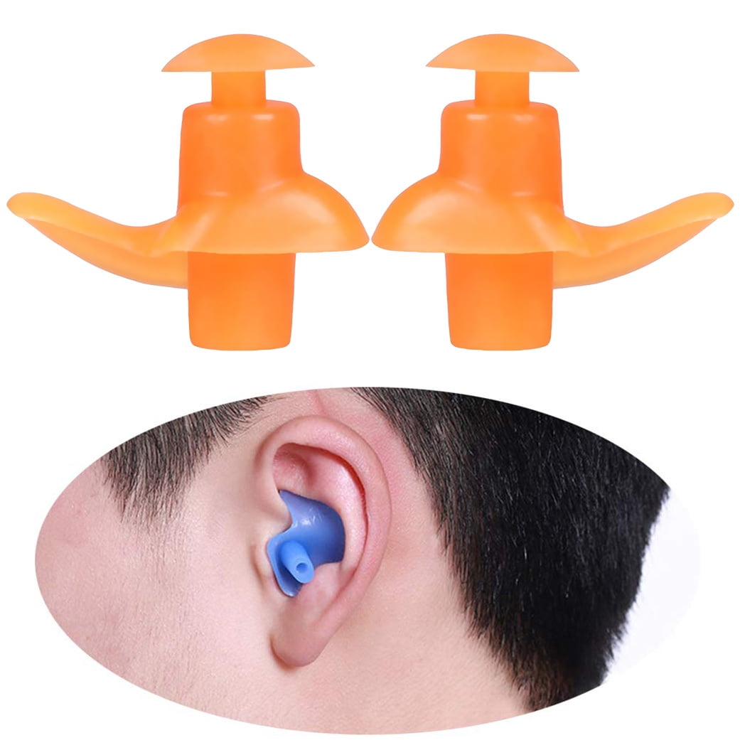 Orange Silicone Adult Anti-Noise Soft Silicone Swimming Waterproof Ear plu M 
