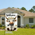 thumbnail image 2 of AMHNF Welcome Cute Cow with Daisy Flowers Linen Garden Flag for Spring Summer Home Outdoor Garden Yard Door Decor 12x18 inch, 2 of 5