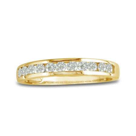 10K Yellow Gold Round Diamond Anniversary Wedding Band Ring (1/4cttw)