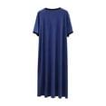 thumbnail image 4 of Sakmal Nightgowns Women Long Plus Size Loungewear Short Sleeve Blue Nightgowns for Ladie Free Size, 4 of 5