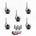 thumbnail image 2 of 2 Inch Bright Chrome Metal Ball Caster – Grip Neck Stem – Set of 5 – SCC, 2 of 2