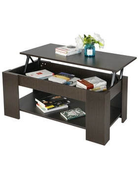 Segawe Lift-Top Coffee Table with Hidden Compartment Storage Shelf Living Room Furniture - Brown