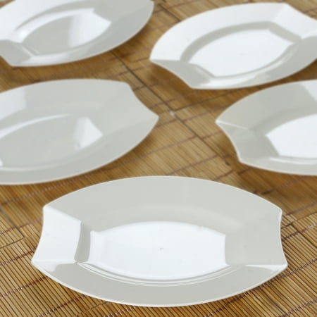 Efavormart 50 Pcs -  Crescent Oval Shaped Disposable Plastic Plate Dinner Plates for Wedding Catering Party Banquet