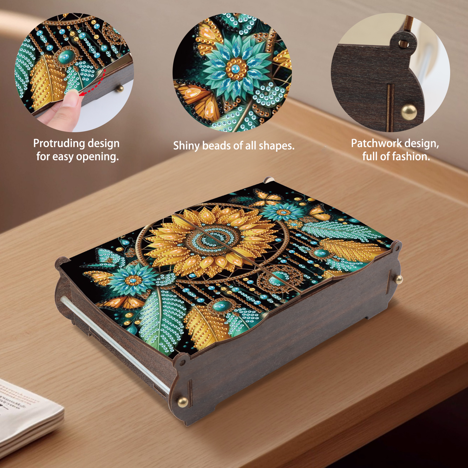 Diamond Painting Kit Storage Box, Sunflower Dreamcatcher DIY Multi-Functional Craft Storage Box, Suitable for Home Office Holiday Gifts