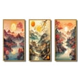 thumbnail image 2 of Designart "Dramatic Sunset Over Mountain Peaks III" Japon Landscape Framed Wall Art Set Of 3 - Red Landscape Japon Frame Canvas Set For Living Room Decor, 2 of 6