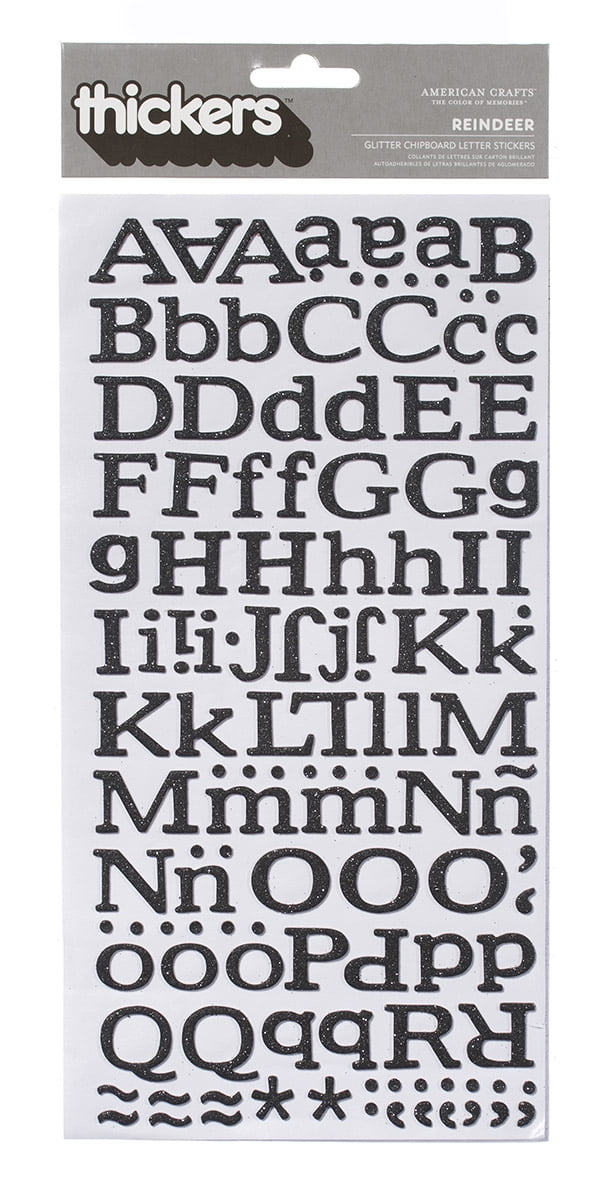 American Crafts Thickers Glitter Chipboard Alphabet Stickers Reindeer