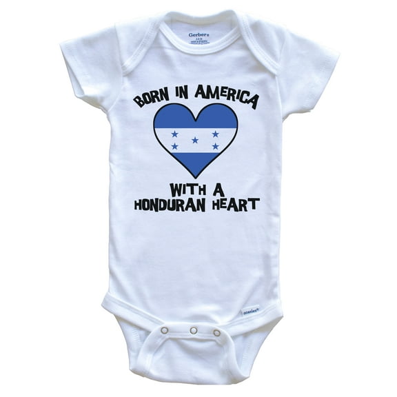 Born In America With A Honduran Heart Baby Bodysuit Honduras Flag Baby Bodysuit, 0-3 Months White