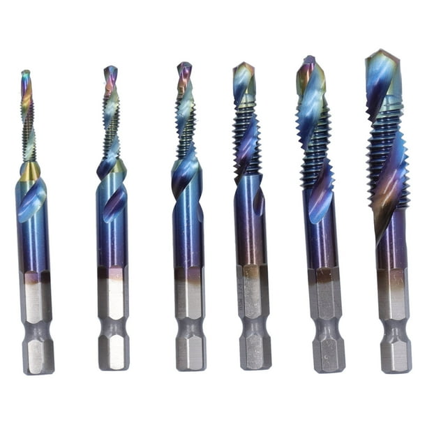 Brocas para roscar, 6 piezas/juego, broca en espiral azul, combinación de broca para roscar, broca para roscar en espiral, confiabilidad excepcional
