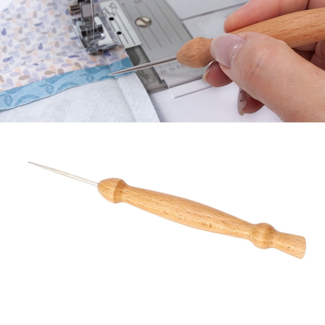 Quilting Awl Tool, Wooden Handle Multifunctional Sewing Awl Tool Wear Resistant Lightweight for Punching Guiding Marking for Craftsmen