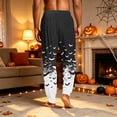thumbnail image 7 of Men's Halloween Bat Pajama Pants with Pockets & Drawstring - Cuffed Jogger Sleep Bottoms for Men, Elastic Waist Soft Lightweight Lounge Homewear Black L, 7 of 7